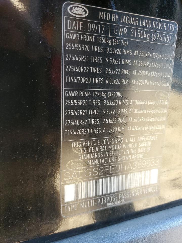 SALGS2FE0HA369933 2017 Land Rover Range Rover Supercharged