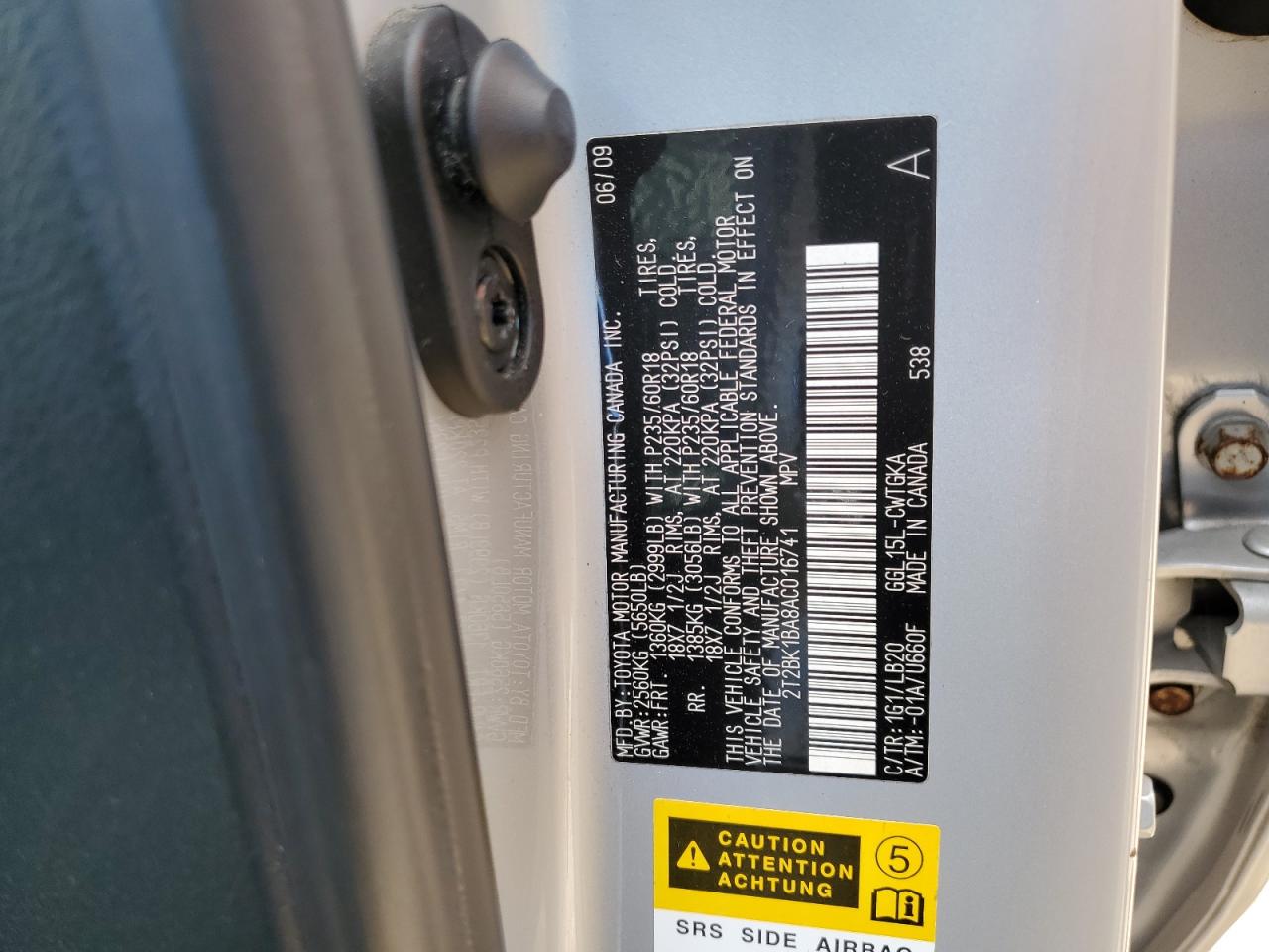 2010 Lexus Rx 350 VIN: 2T2BK1BA8AC016741 Lot: 85571785