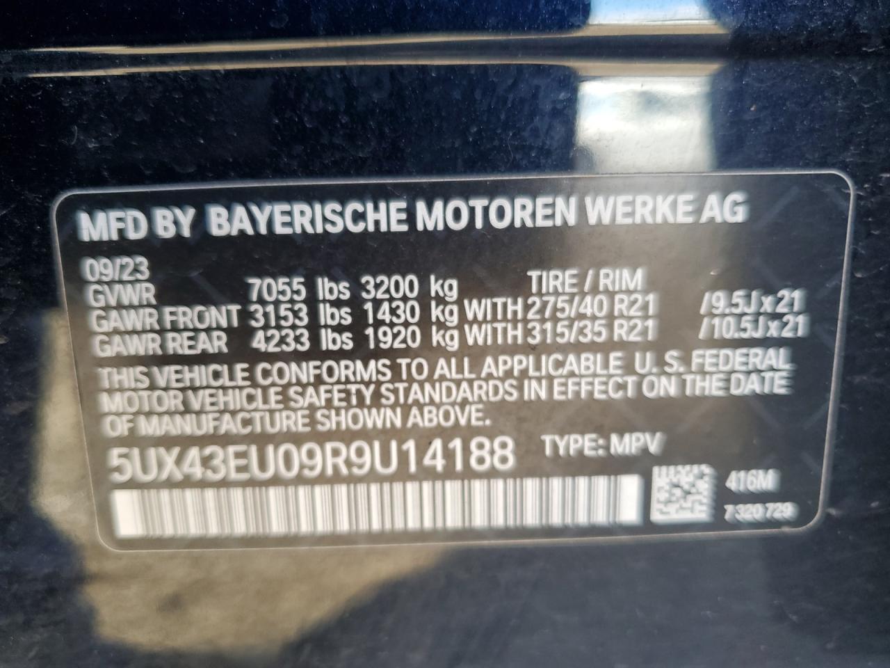 2024 BMW X5 xDrive50E VIN: 5UX43EU09R9U14188 Lot: 85318705