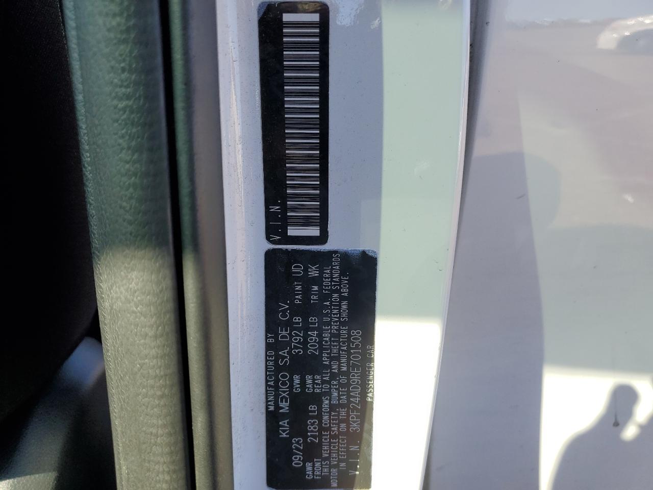 2024 Kia Forte Lx VIN: 3KPF24AD9RE701508 Lot: 82591855