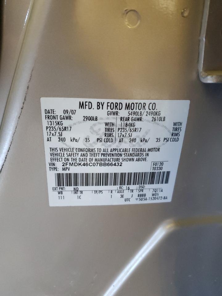 2007 Ford Edge Se VIN: 2FMDK46C07BB66432 Lot: 86288135