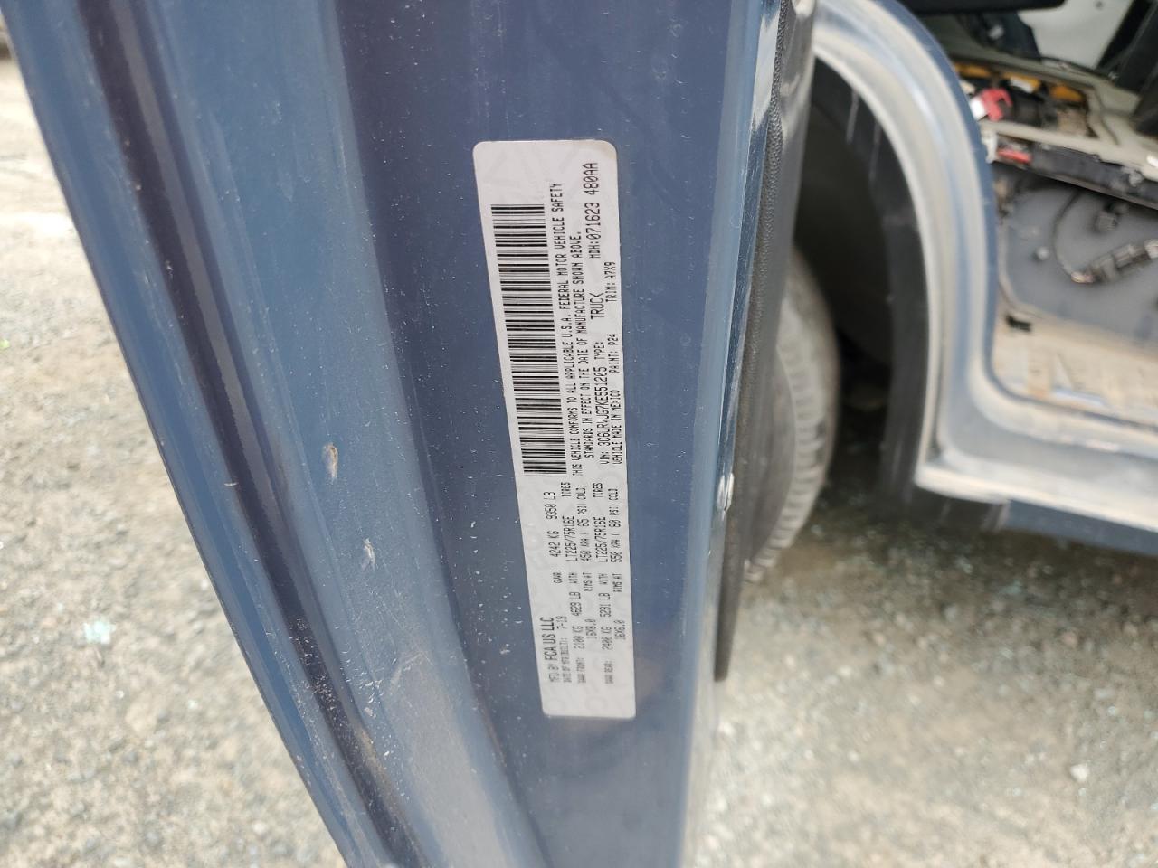 2019 Ram Promaster 3500 3500 High VIN: 3C6URVJG7KE551205 Lot: 86258855