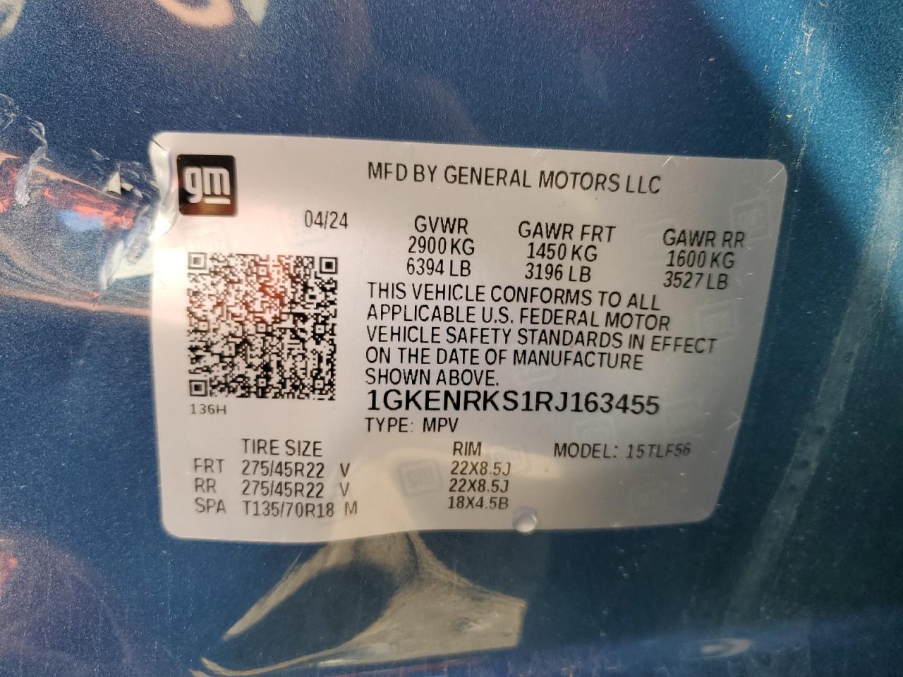 2024 GMC Acadia Denali VIN: 1GKENRKS1RJ163455 Lot: 82246365