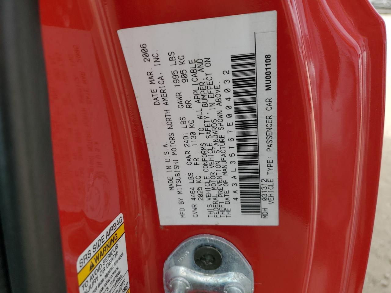 2007 Mitsubishi Eclipse Spyder Gt VIN: 4A3AL35T67E004032 Lot: 85919045