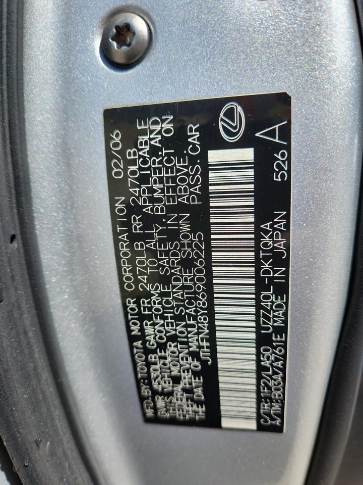 2006 Lexus Sc 430 VIN: JTHFN48Y869006225 Lot: 90882365