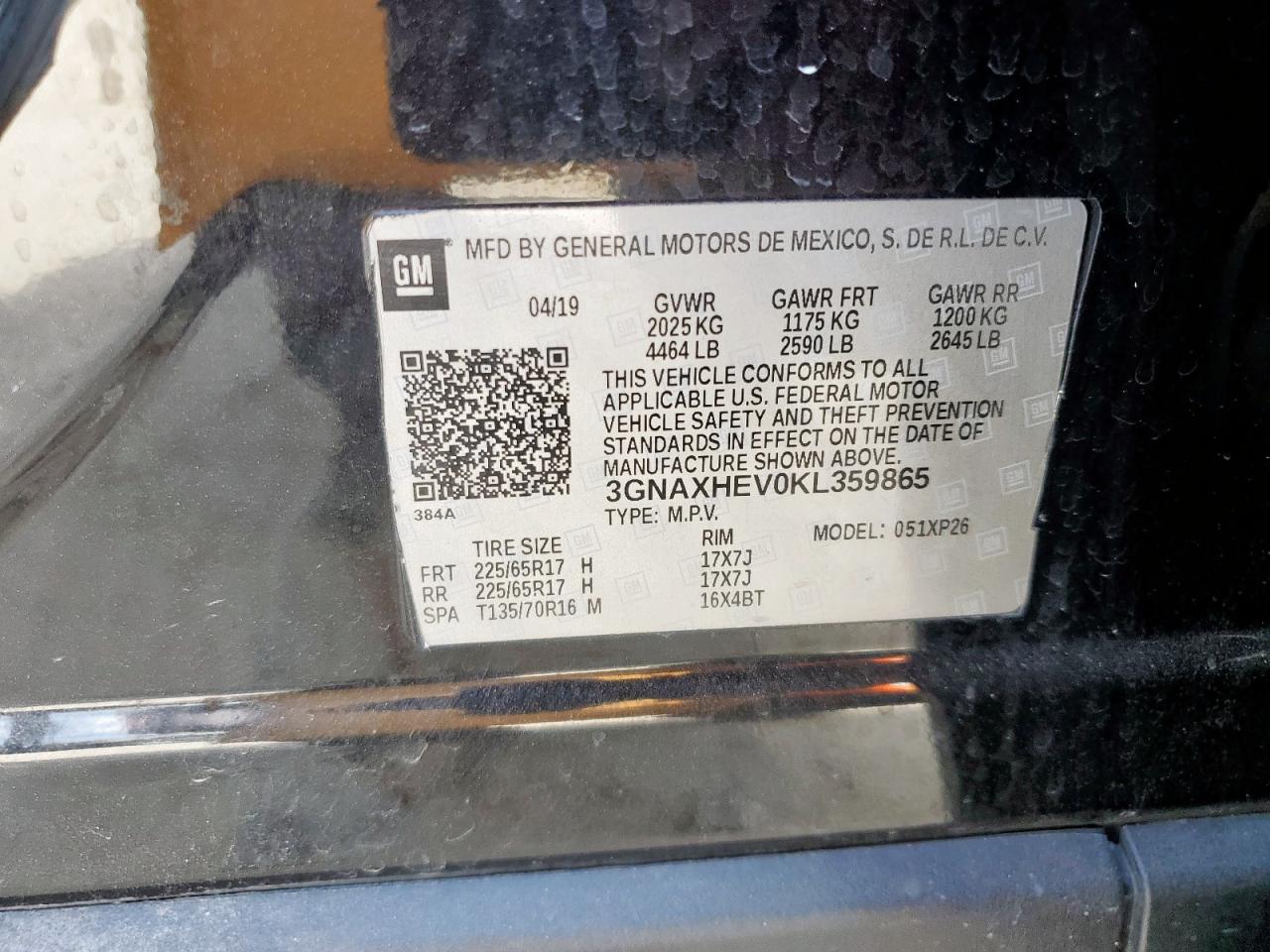 2019 Chevrolet Equinox Ls VIN: 3GNAXHEV0KL359865 Lot: 81829825