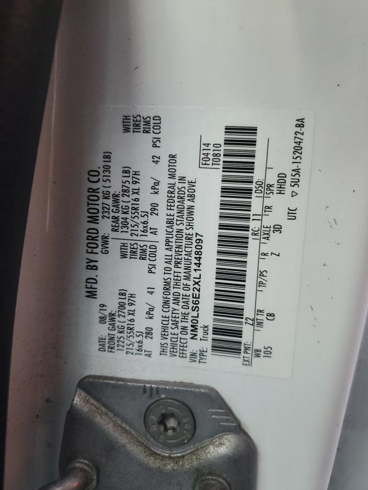 2020 Ford Transit Connect Xl VIN: NM0LS6E2XL1448097 Lot: 87452945