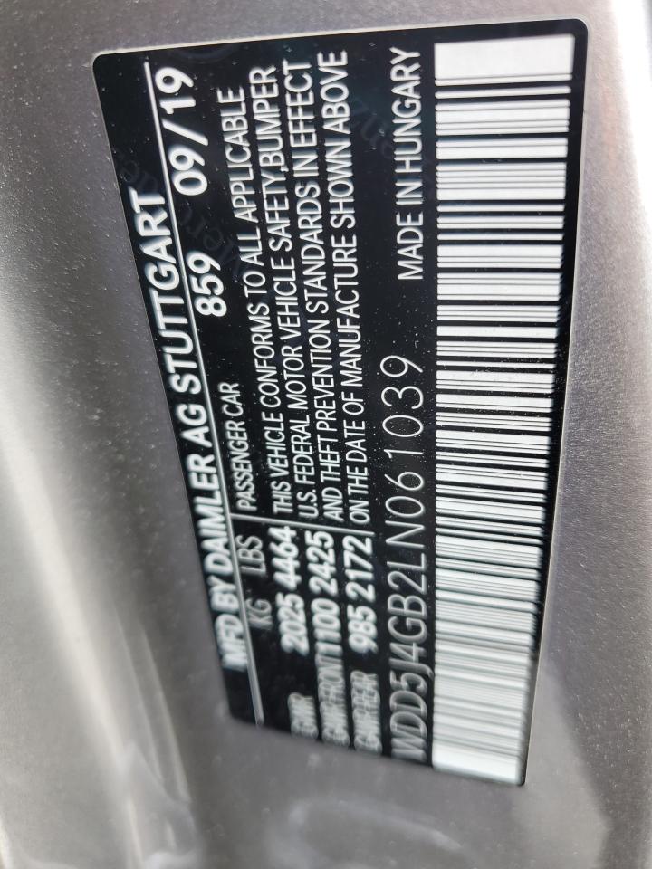 2020 Mercedes-Benz Cla 250 VIN: WDD5J4GB2LN061039 Lot: 84290445