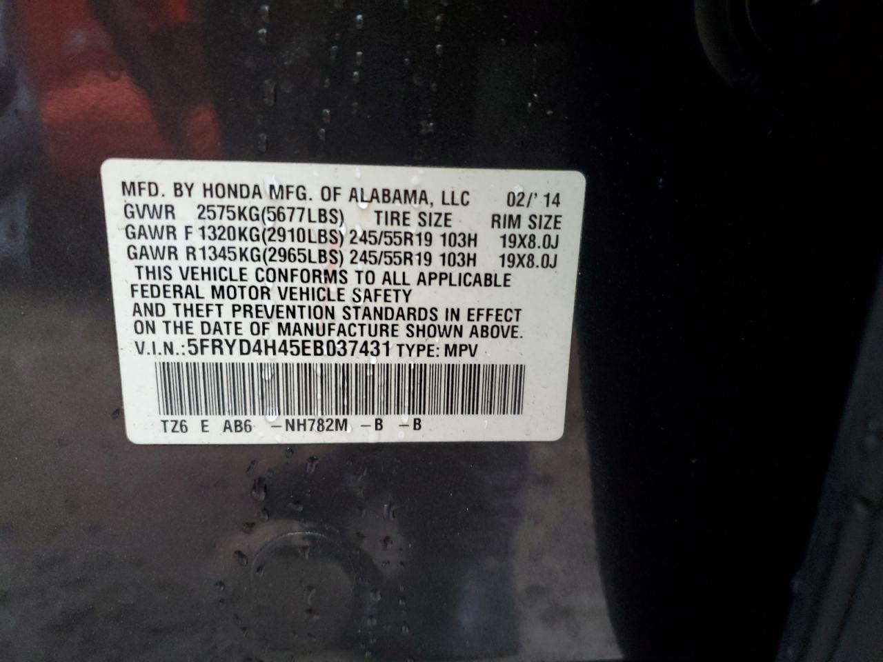 2014 Acura Mdx Technology VIN: 5FRYD4H45EB037431 Lot: 89577375