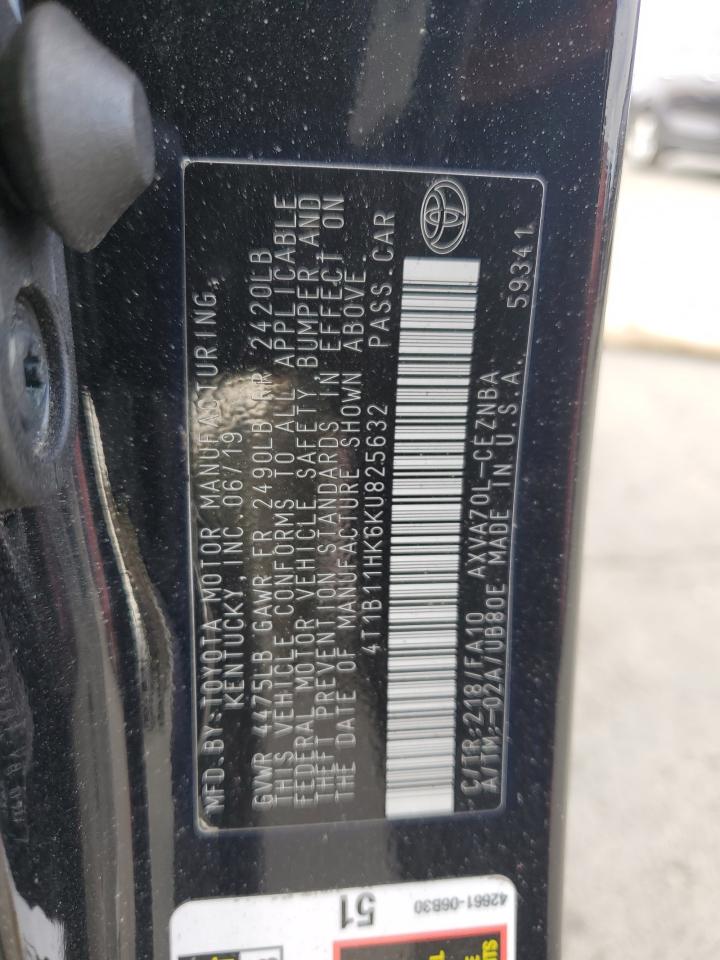 2019 Toyota Camry L VIN: 4T1B11HK6KU825632 Lot: 82190755