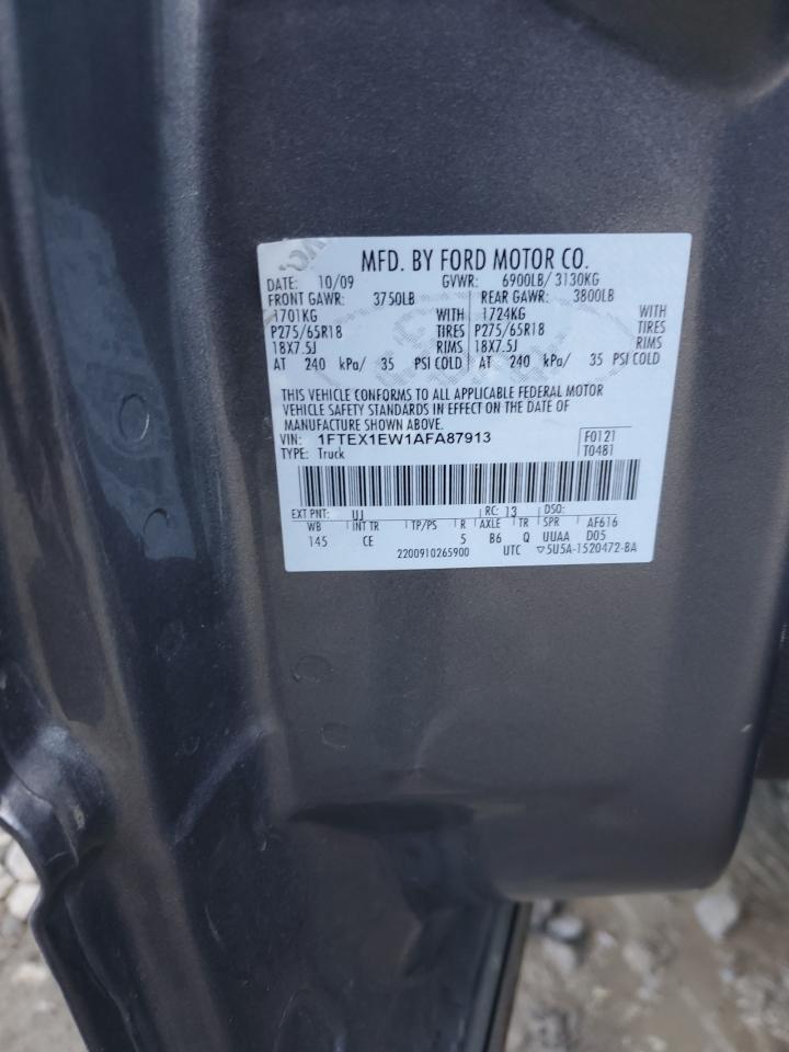 2010 Ford F150 Super Cab VIN: 1FTEX1EW1AFA87913 Lot: 87261245