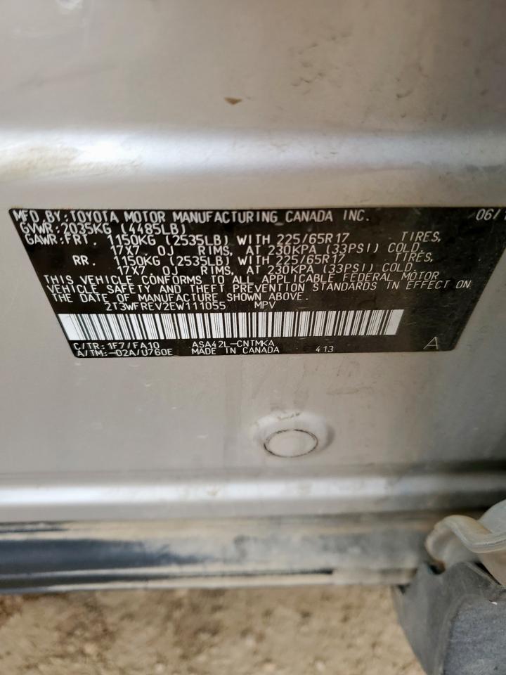 2014 Toyota Rav4 Xle VIN: 2T3WFREV2EW111055 Lot: 82295745