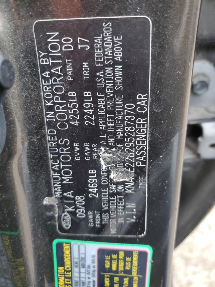 2009 Kia Optima Lx VIN: KNAGE228295287370 Lot: 90305625