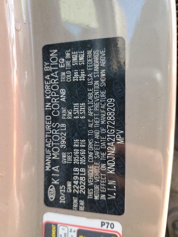 2016 Kia Soul VIN: KNDJN2A21G7288209 Lot: 86075995