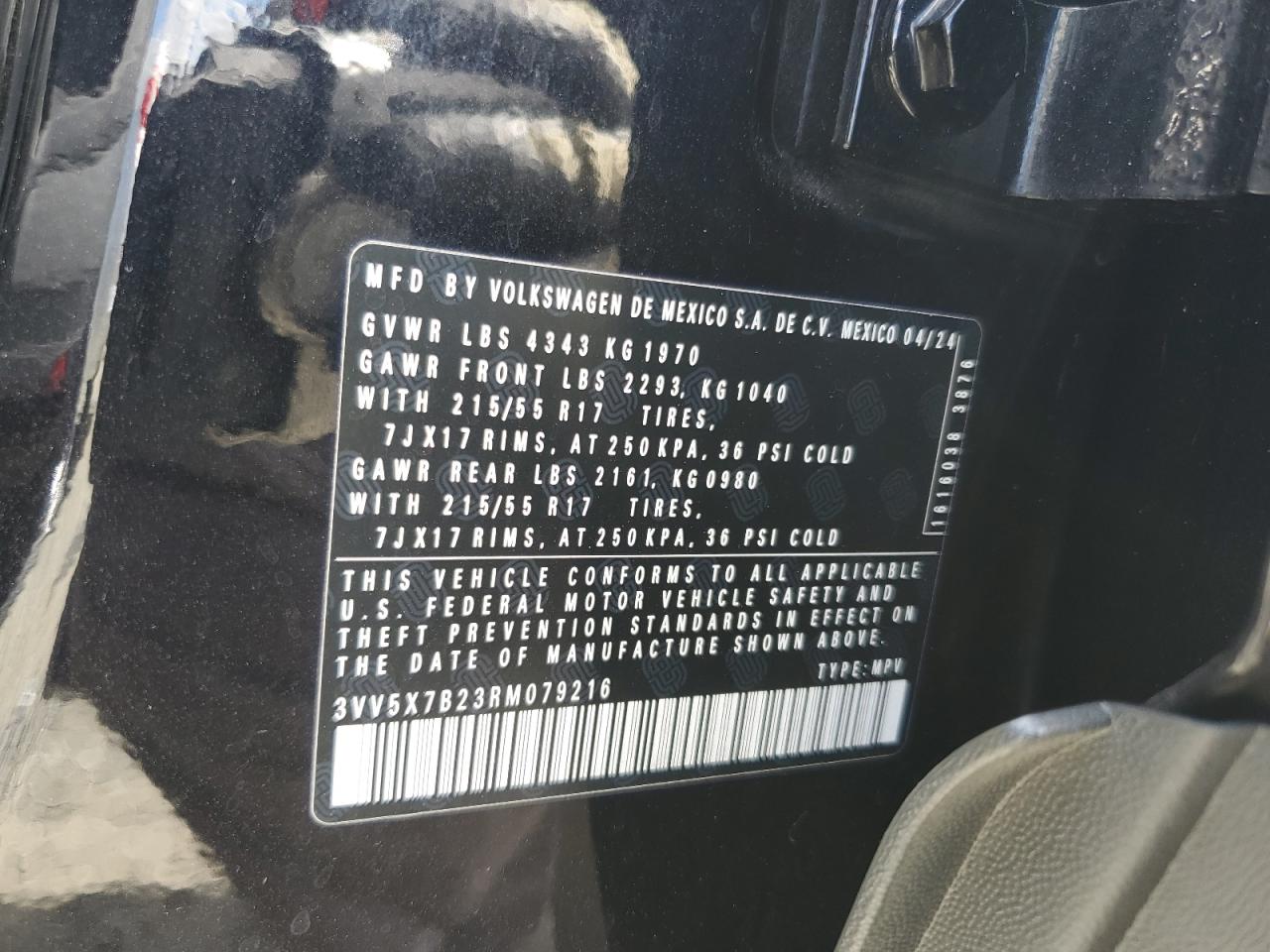 2024 Volkswagen Taos S VIN: 3VV5X7B23RM079216 Lot: 86134265