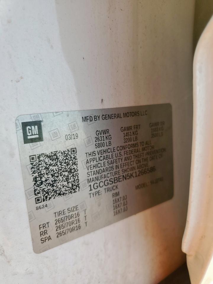 2019 Chevrolet Colorado VIN: 1GCGSBEN5K1266586 Lot: 84033145