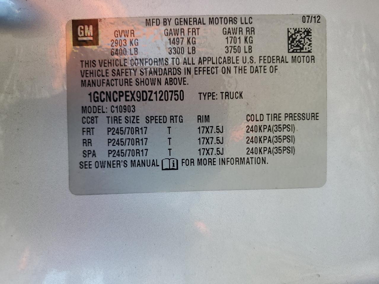 2013 Chevrolet Silverado C1500 VIN: 1GCNCPEX9DZ120750 Lot: 85368975