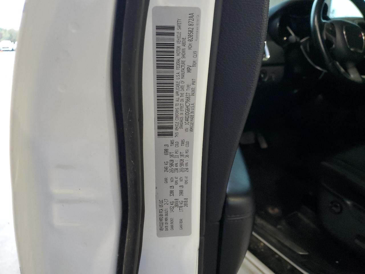 2017 Dodge Durango Gt VIN: 1C4RDJDG6HC796837 Lot: 86481995