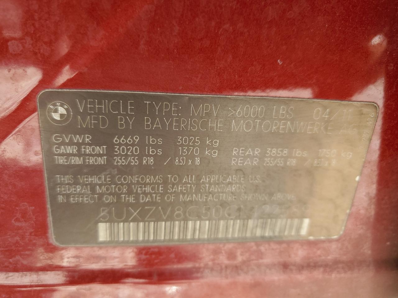 2012 BMW X5 xDrive50I VIN: 5UXZV8C50CL422589 Lot: 82229225