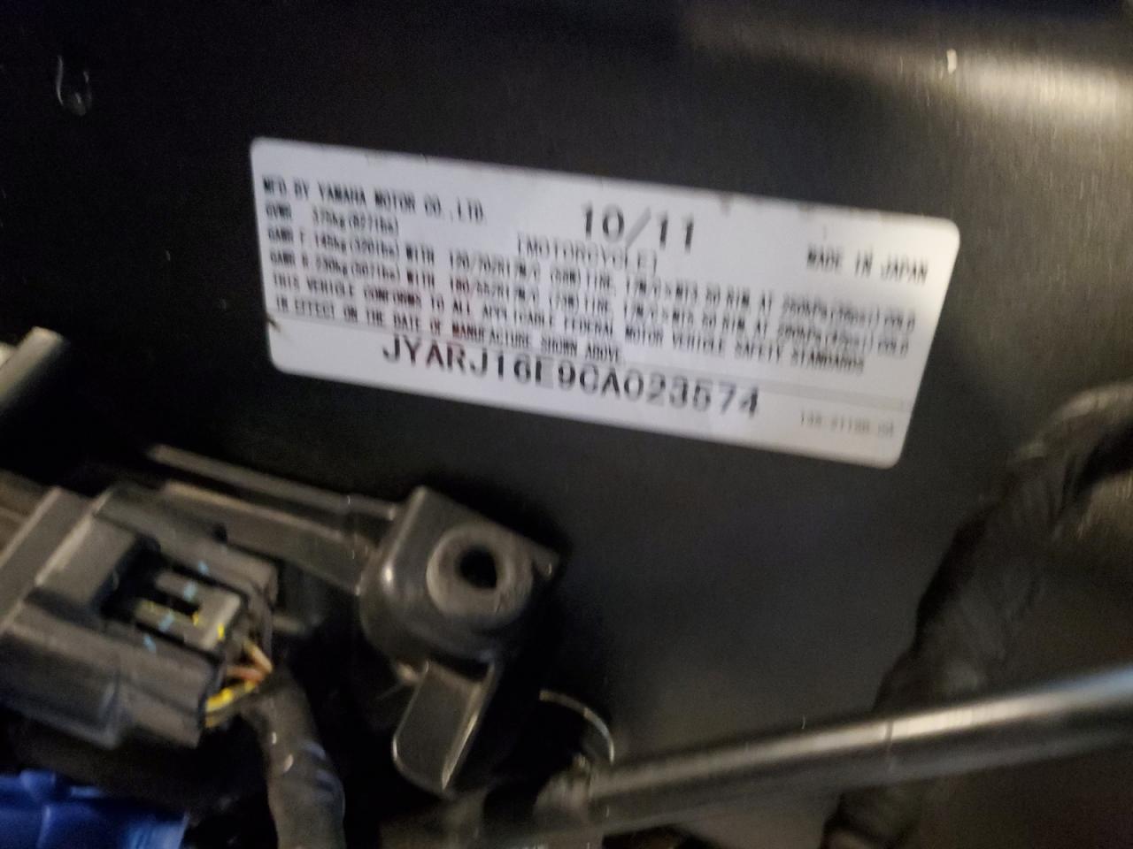 2012 Yamaha Yzfr6 VIN: JYARJ16E9CA023574 Lot: 86638435