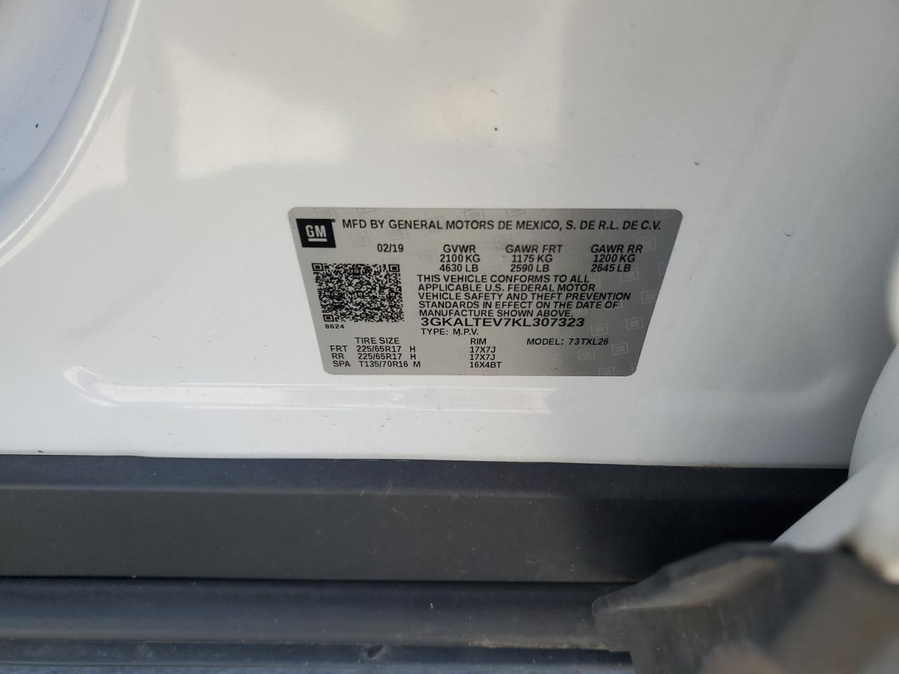 2019 GMC Terrain Sle VIN: 3GKALTEV7KL307323 Lot: 81941335