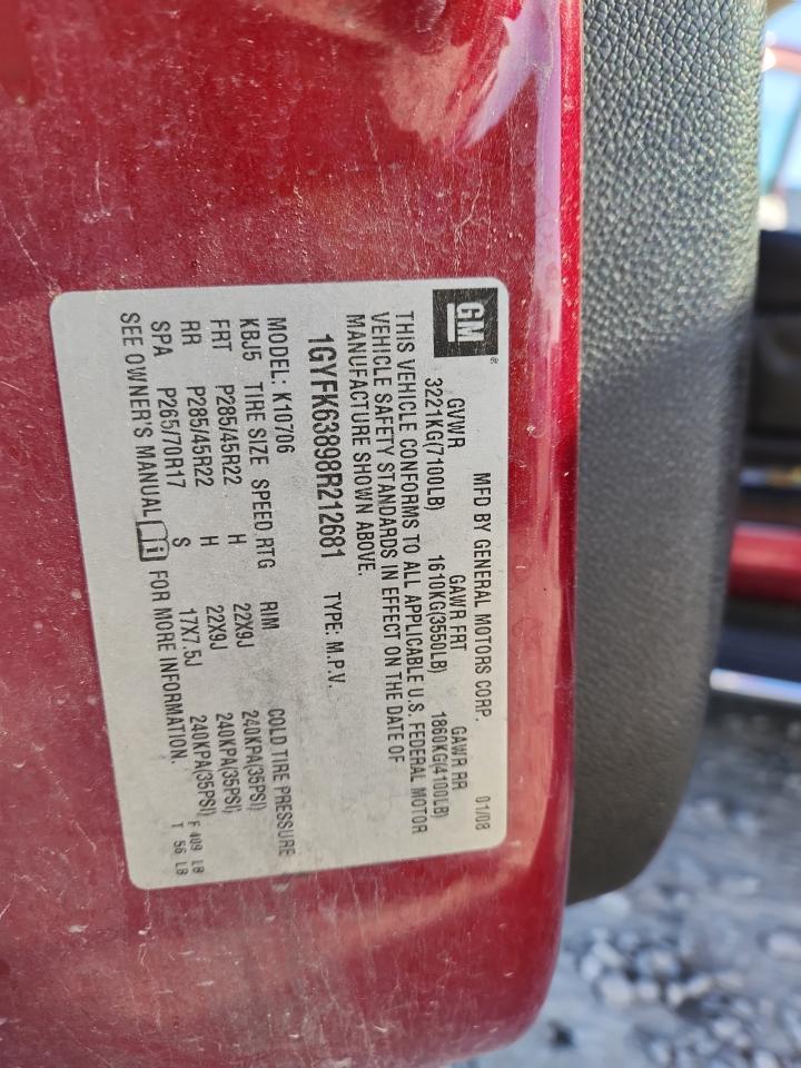 2008 Cadillac Escalade Luxury VIN: 1GYFK63898R212681 Lot: 85959685