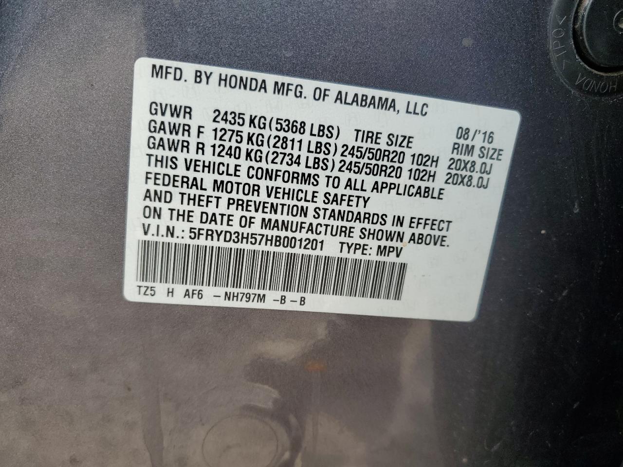 2017 Acura Mdx Technology VIN: 5FRYD3H57HB001201 Lot: 89439625