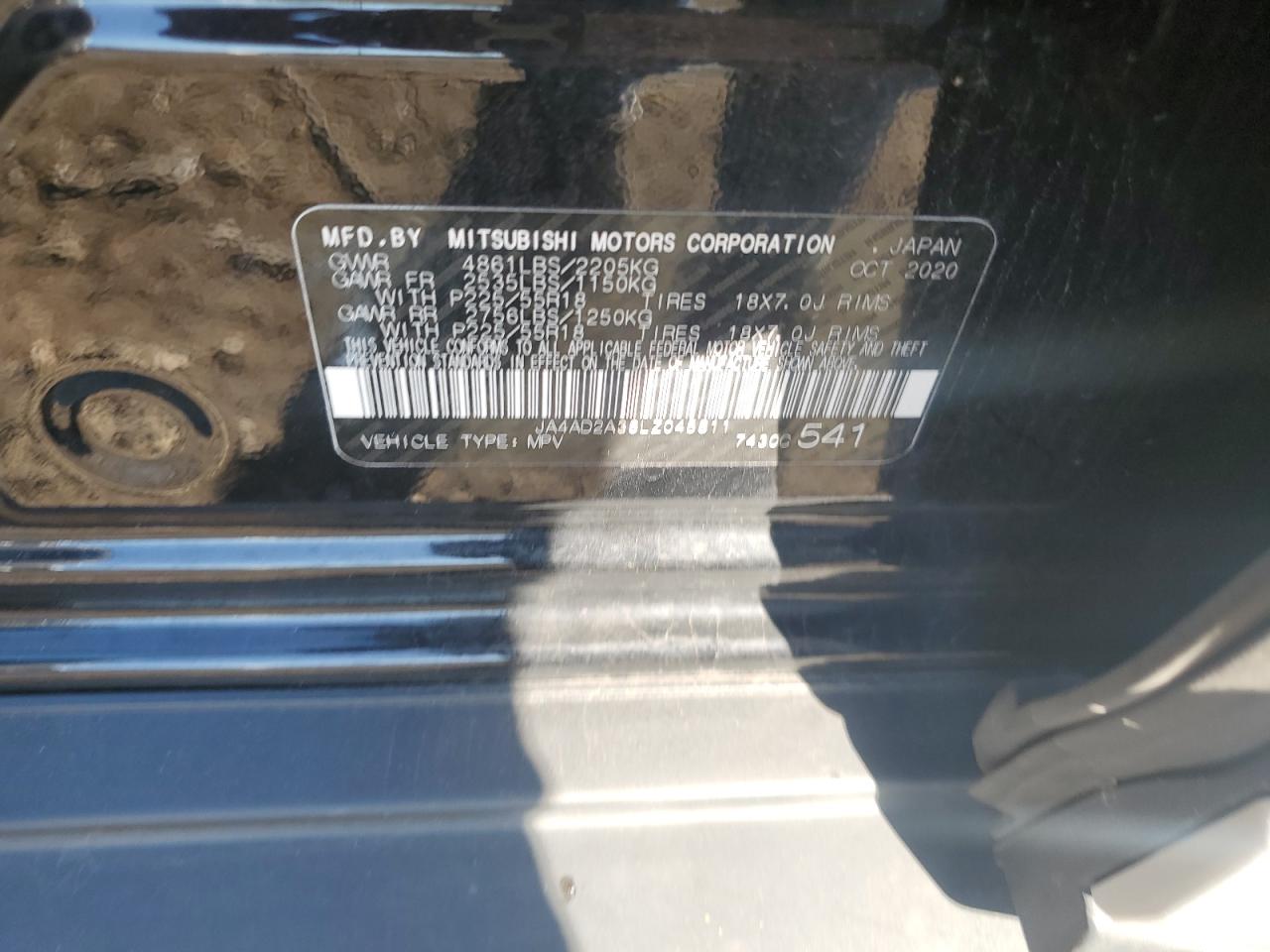 2020 Mitsubishi Outlander Es VIN: JA4AD2A38LZ045811 Lot: 84786275