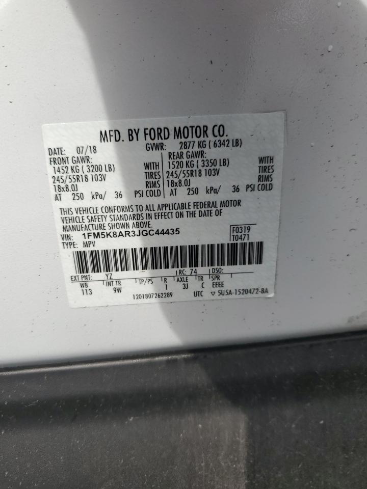 2018 Ford Explorer Police Interceptor VIN: 1FM5K8AR3JGC44435 Lot: 84979675
