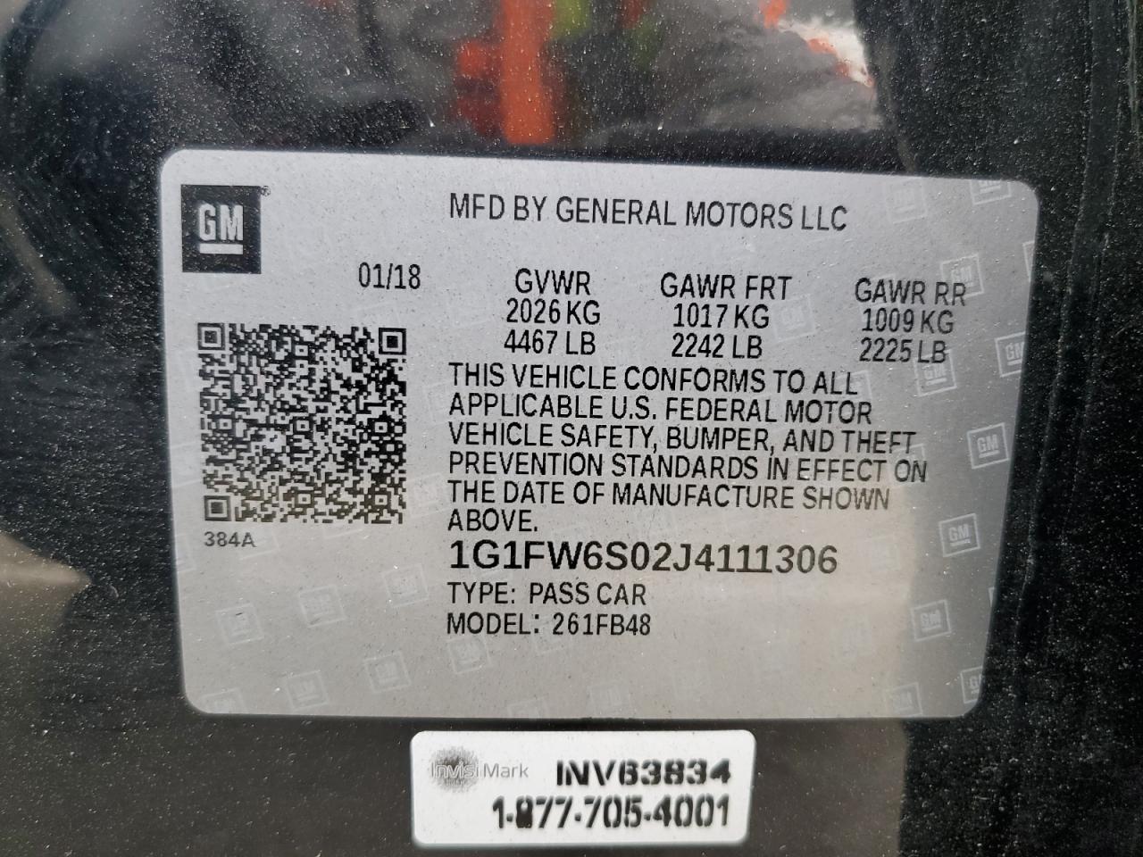 2018 Chevrolet Bolt Ev Lt VIN: 1G1FW6S02J4111306 Lot: 86173695