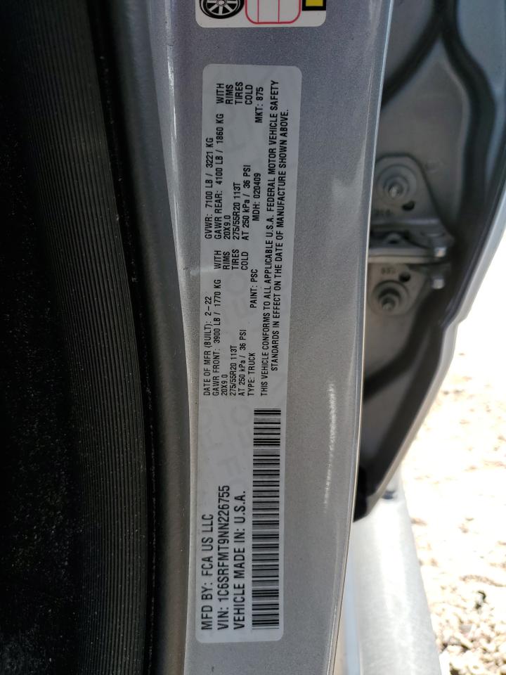 2022 Ram 1500 Big Horn/Lone Star VIN: 1C6SRFMT9NN226755 Lot: 90067645