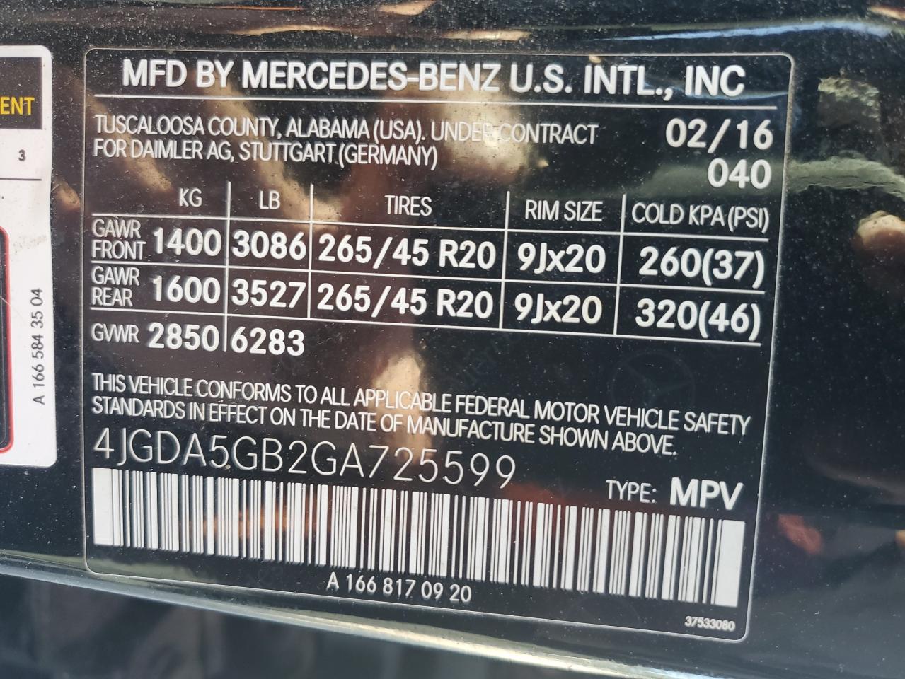 2016 Mercedes-Benz Gle 400 4Matic VIN: 4JGDA5GB2GA725599 Lot: 84981605