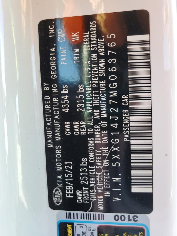 2021 Kia K5 Lxs VIN: 5XXG14J27MG063765 Lot: 87473065