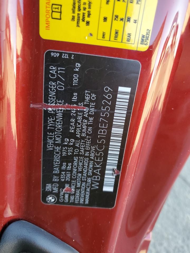 2011 BMW 328 I Sulev VIN: WBAKE5C51BE755269 Lot: 82304145