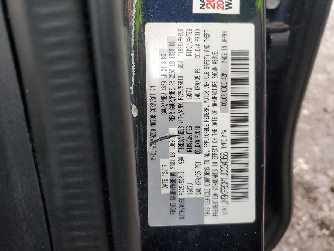 2018 Mazda Cx-5 Touring VIN: JM3KFBCM1J0334368 Lot: 89523115