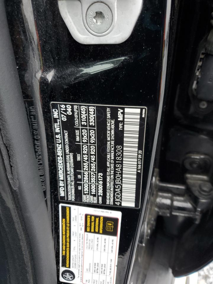 2017 Mercedes-Benz Gle 350 VIN: 4JGDA5JB0HA818308 Lot: 81541755