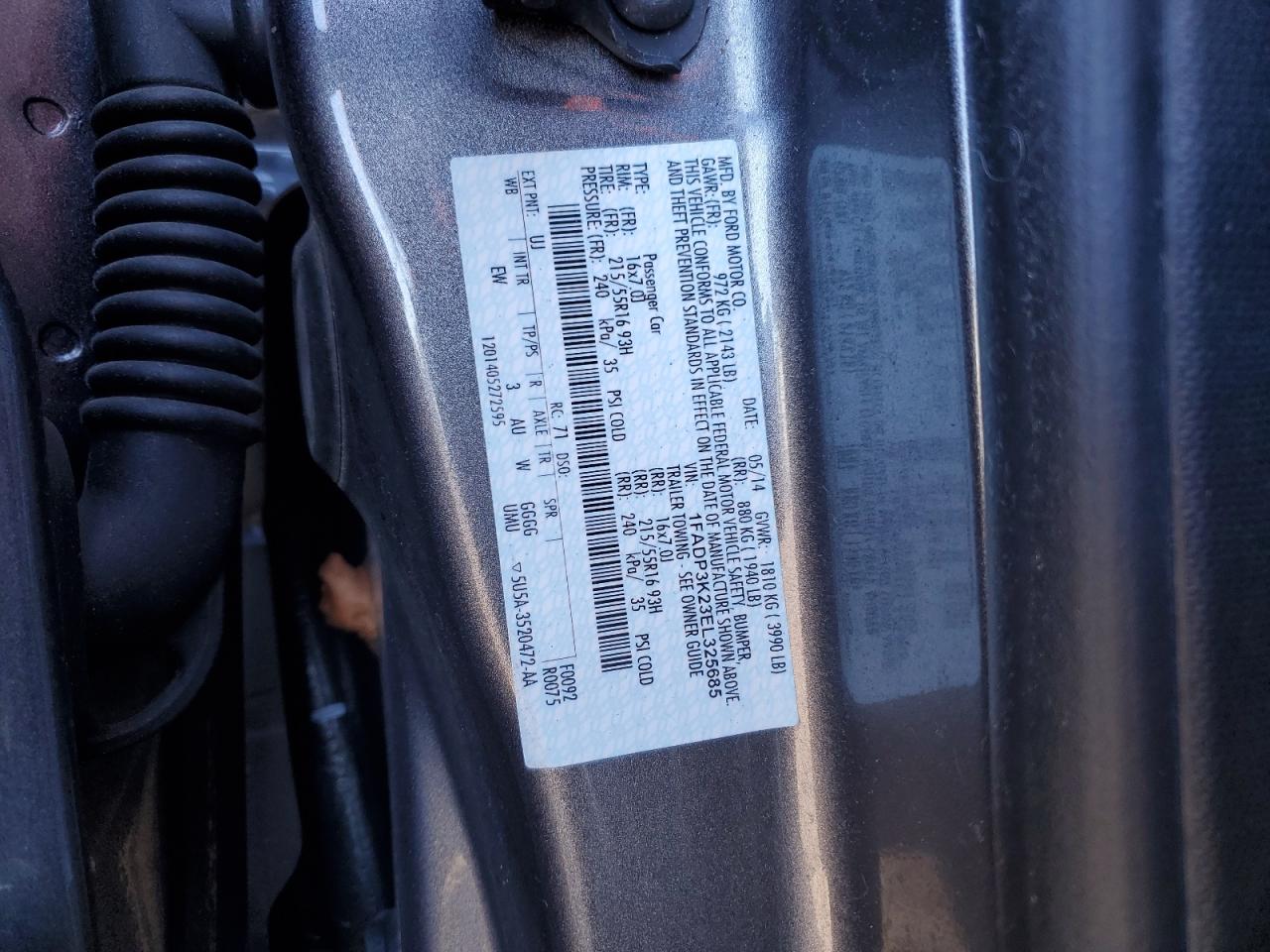 2014 Ford Focus Se VIN: 1FADP3K23EL325685 Lot: 86136705