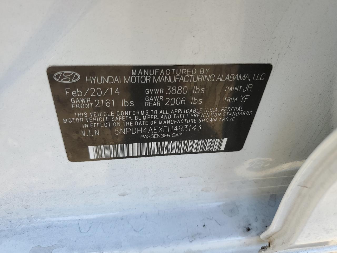 2014 Hyundai Elantra Se VIN: 5NPDH4AEXEH493143 Lot: 82337555