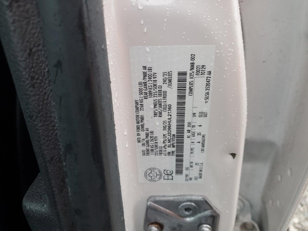 2017 Lincoln Mkc Select VIN: 5LMCJ2D96HUL21360 Lot: 90081245