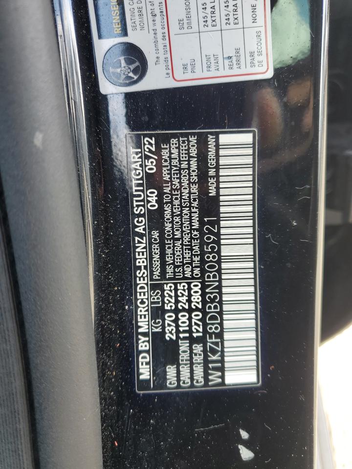 2022 Mercedes-Benz E 350 VIN: W1KZF8DB3NB085921 Lot: 81931115