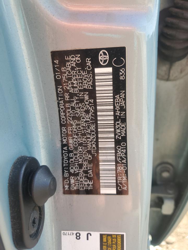 2014 Toyota Prius VIN: JTDKN3DU8E1779514 Lot: 82211085