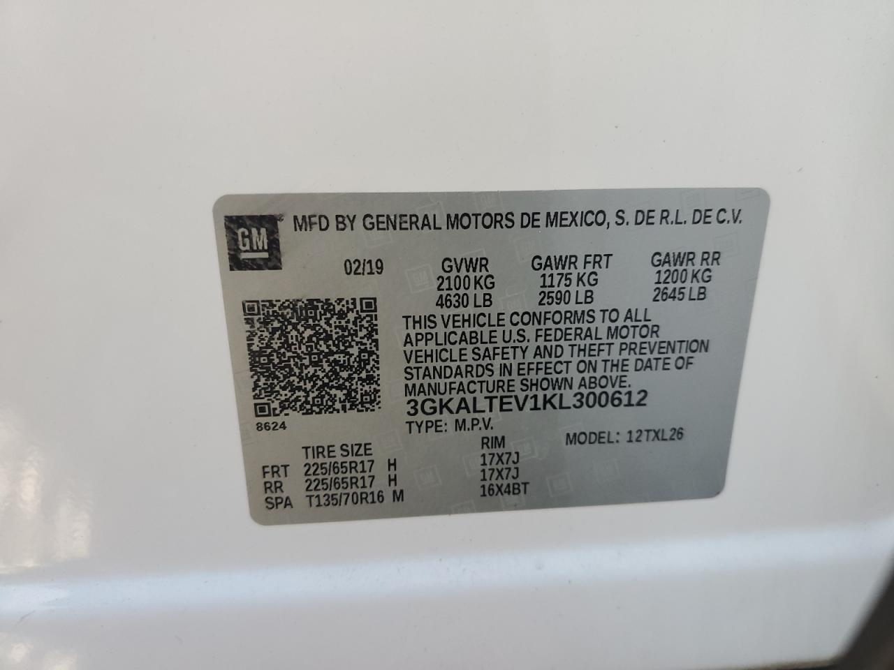 2019 GMC Terrain Sle VIN: 3GKALTEV1KL300612 Lot: 86692755