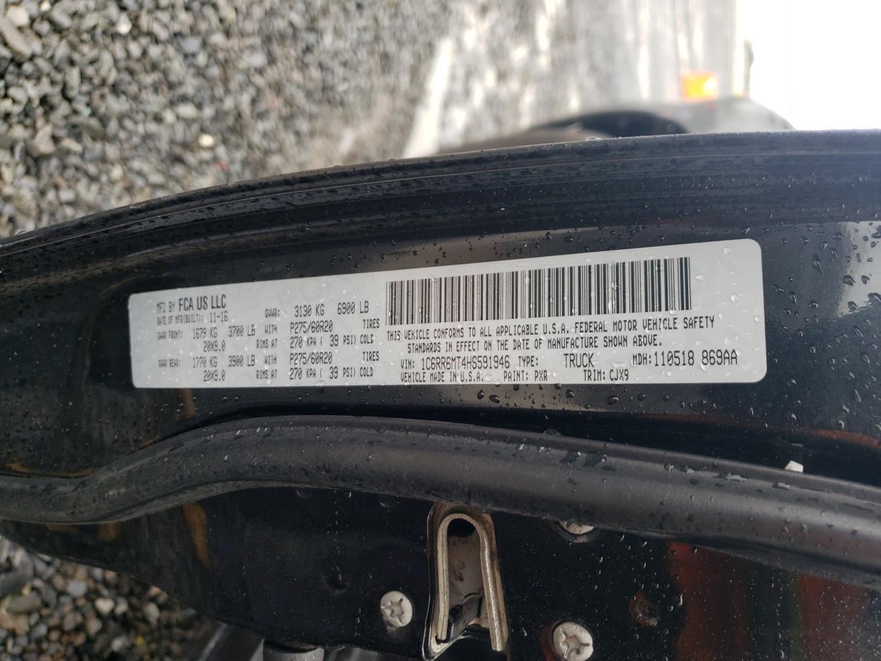 2017 Ram 1500 Sport VIN: 1C6RR6MT4HS591946 Lot: 81561855