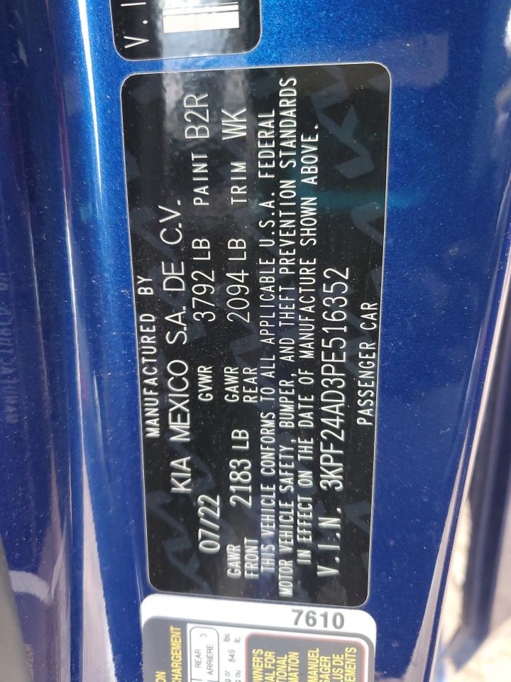 2023 Kia Forte Lx VIN: 3KPF24AD3PE516352 Lot: 85202445