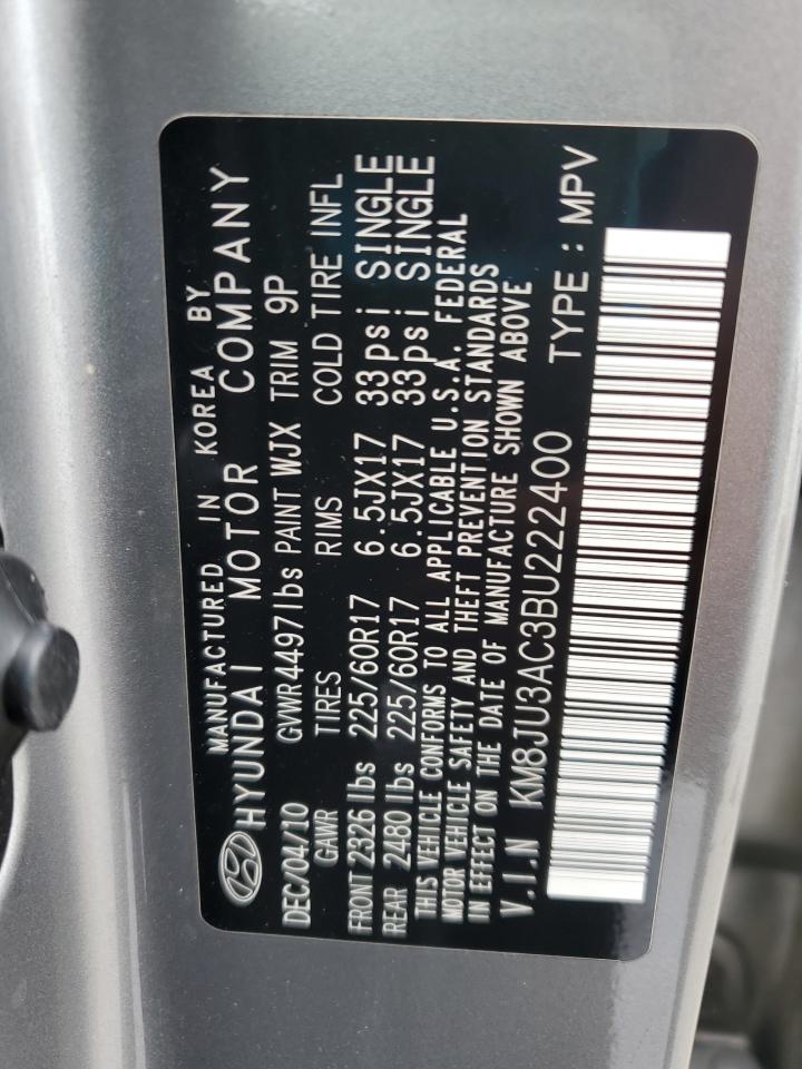 2011 Hyundai Tucson Gls VIN: KM8JU3AC3BU222400 Lot: 82191375