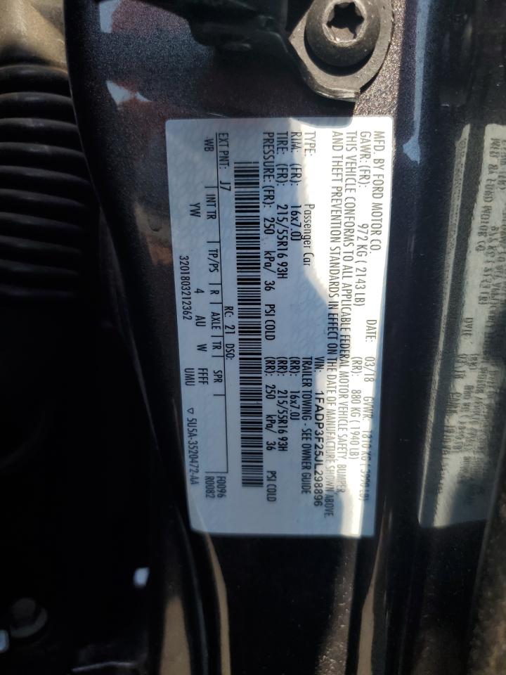 2018 Ford Focus Se VIN: 1FADP3F25JL298896 Lot: 84806735