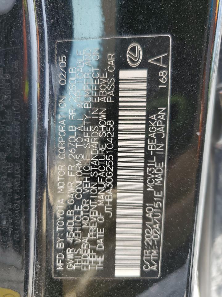 2005 Lexus Es 330 VIN: JTHBA30G255104258 Lot: 85495125