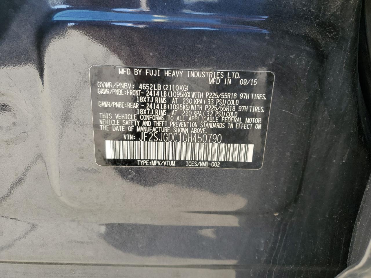 2016 Subaru Forester 2.0Xt Premium VIN: JF2SJGDC1GH450790 Lot: 85348945