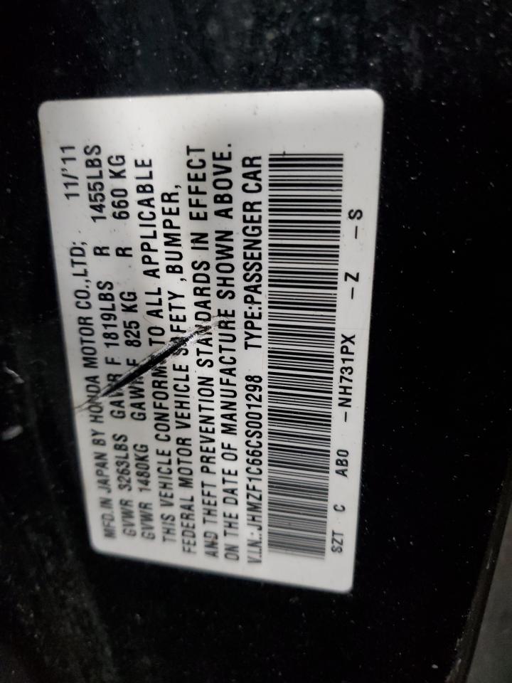2012 Honda Cr-Z Ex VIN: JHMZF1C66CS001298 Lot: 85163415
