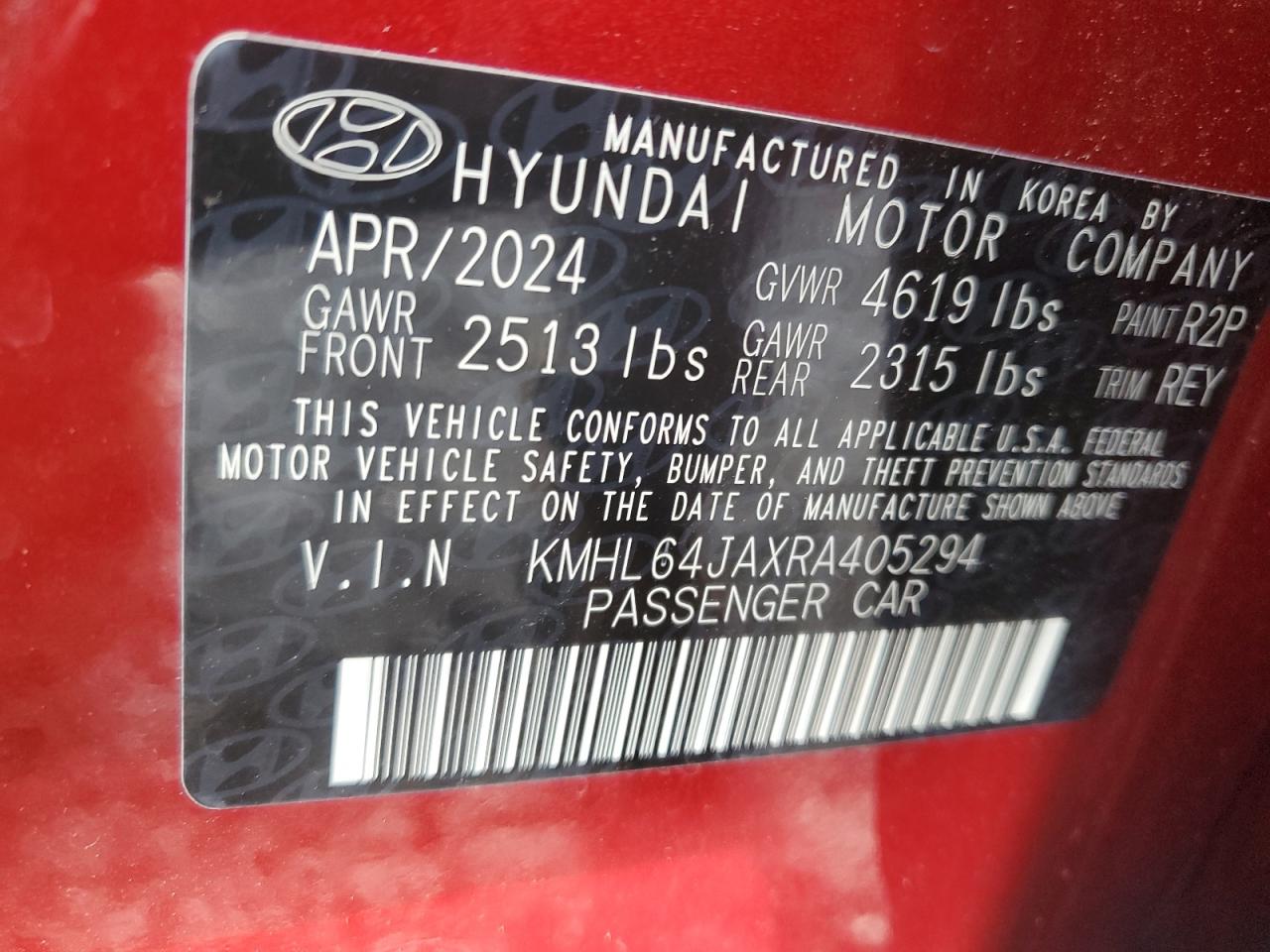 2024 Hyundai Sonata Sel VIN: KMHL64JAXRA405294 Lot: 85883425